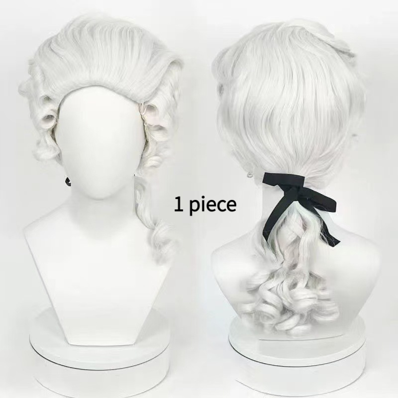 TEMU Aoife Western Classic Gentleman Curly Ponytail Wig, Available In White/light Golden/silvery Gray. Suitable For , Judges, Nobles, And Historical