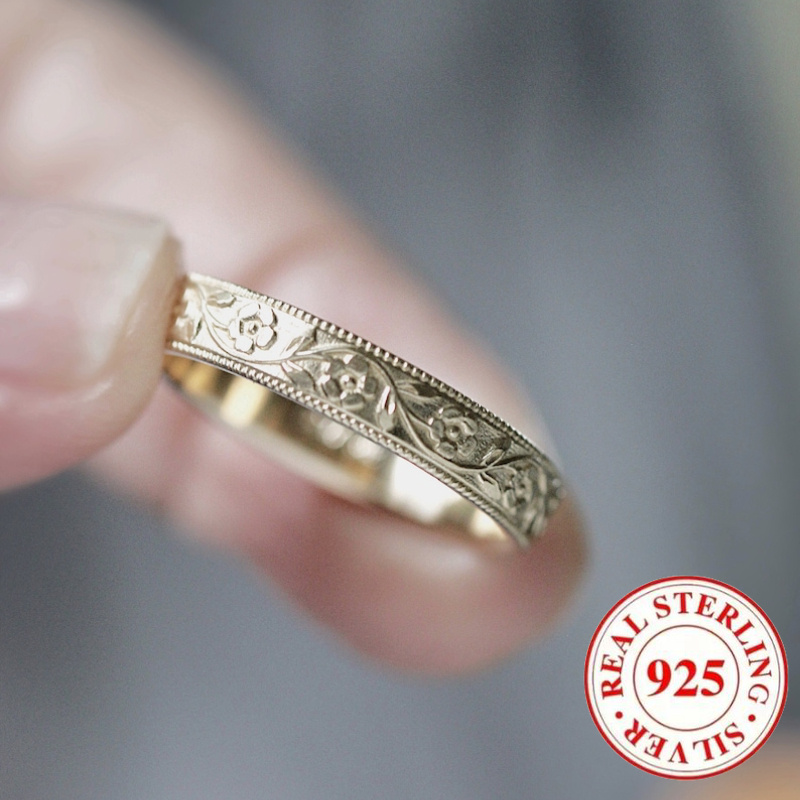 925 Sterling Silver Minimalist Patterned Women's Ring