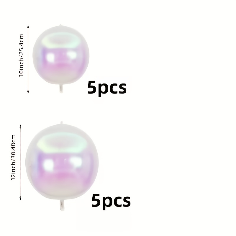 10 Iridescent Aluminum Foil Spheres (5pcs 10-inch, 5pcs 12-inch)