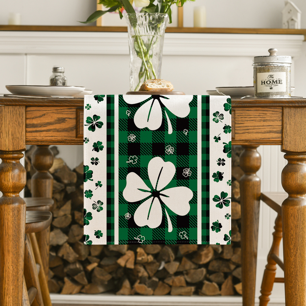 

Sm:)e Shamrocks 's Day Table Runner, Seasonal Kitchen Dining Table Decoration For Indoor Home Party 13x72 Inch