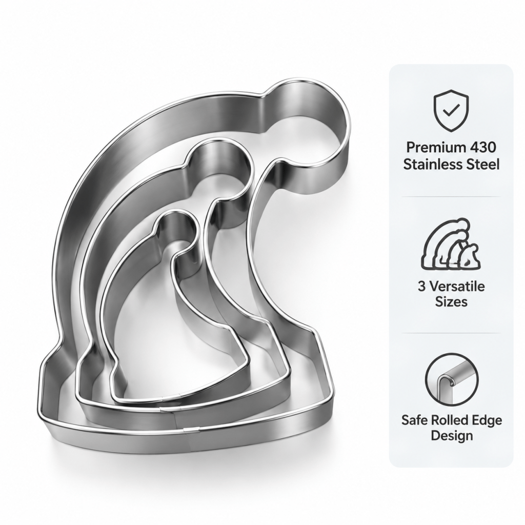 TEMU 3pcs Santa Hat Cookie Cutter Set, 430 Stainless Steel Christmas Cookie Molds, Holiday Baking Molds - Suitable For Home Baking, For , Christmas,