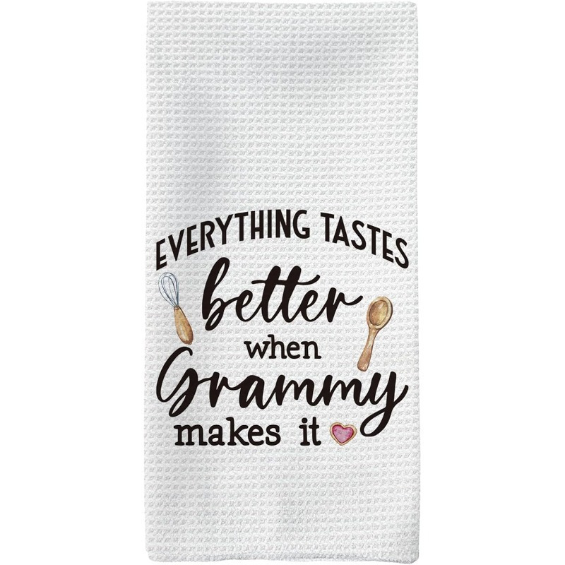 

1pc Modern Cartoon Grandma Themed Kitchen Towel, 100% Polyester Knit Fabric, Machine Washable, Napkin, Ideal Grandma Gift, 18x26 Inches