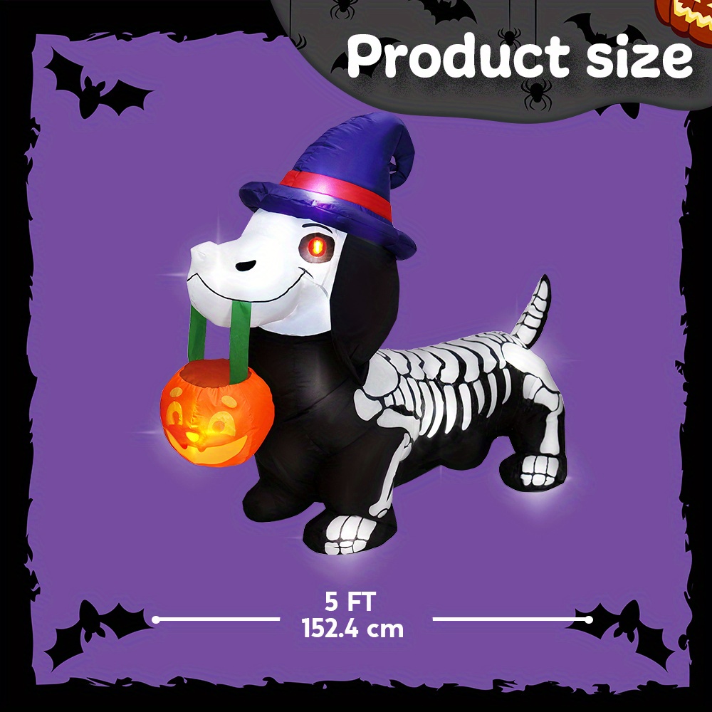 JOYEASE 5ft Halloween Inflatable Skeleton Dog - LED Lighted Outdoor Decor, Weather Resistant