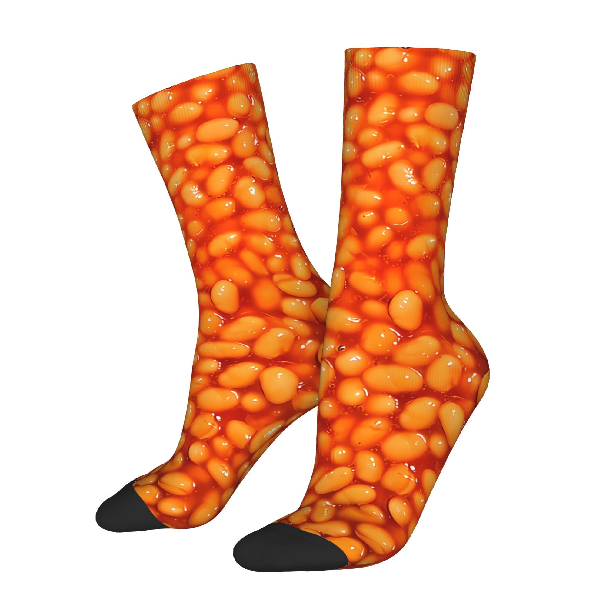 

1 Pair Men's Novelty Baked Beans Socks - Comfy Polyester , Fit, Hand Washable - Fun Food-themed Hosiery, Novelty Socks|eyecatching Design| Socks, Cute Socks