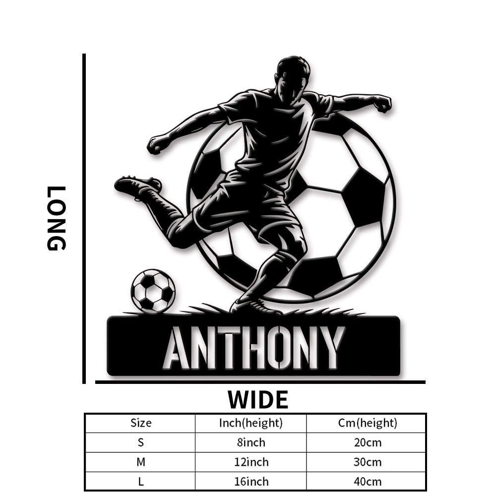 TEMU 1pc Custom Soccer Player Metal Sign Personalized Name Wall Art Decor For Home For Man Cave Garage Gift