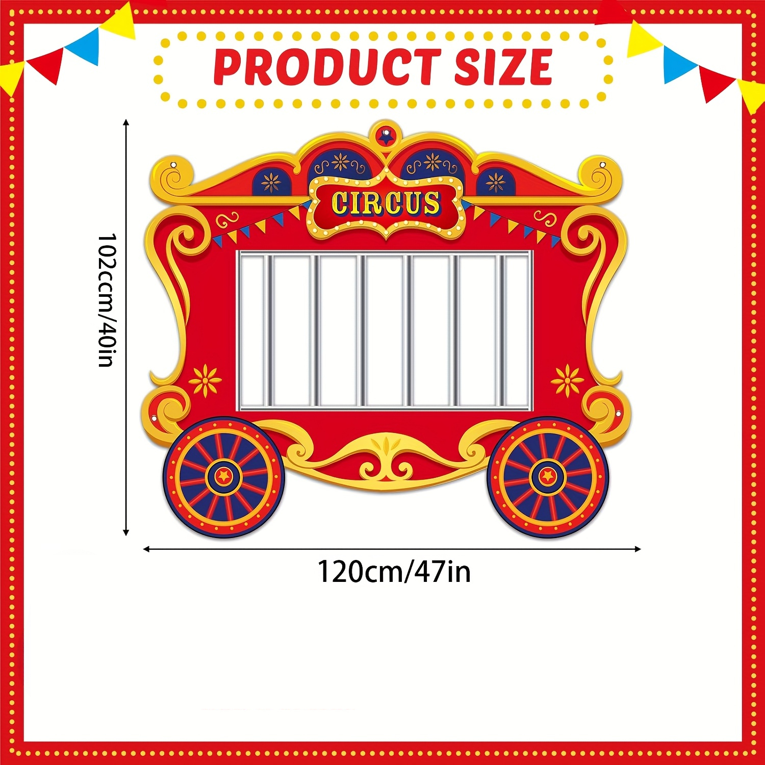 TEMU 1pc, Red And Carnival Cage With Birthday Clown Pattern Hollow Photo Frame - 102*120cm. Red And Party Decoration, Birthday Party Photo Prop,