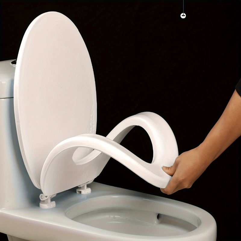 Soft-Close Toilet Seat Cover with Non-Slip Base - Thickened Cushioned Bathroom Lid Protector, Suitable for All Bowls, Easy to Clean Poreless Surface - Modern Upgrade Design in High Quality, Commercial Restroom, Minimalist Decor, Contemporary Style, Durable Plastic, Public Restrooms, Household Essentials