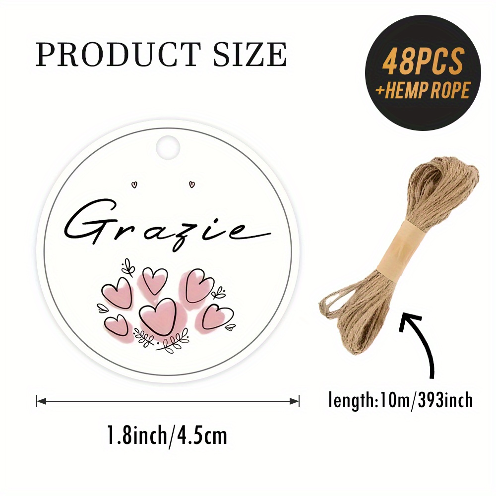 TEMU 48/96pcs Of Round Labels Saying 'thank You' With Hemp Twine, In A , Ideal For Beauty Items, Flower Bouquets, Handmade Soaps, And More