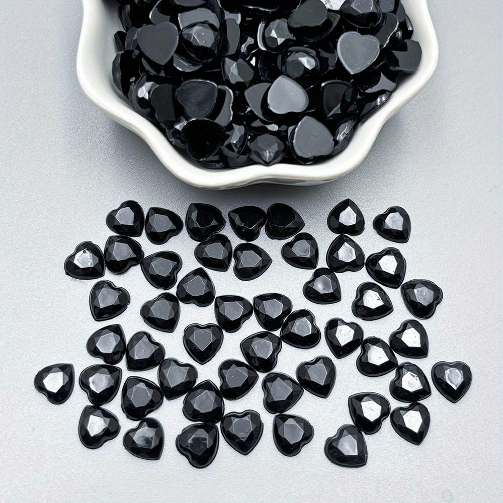 TEMU 500pcs 0.6cm/0.24in Heart Rhinestone Glitter Flatback Embellishments - Assorted Colors Acrylic Making Supplies For Valentine's Day Wedding Decor