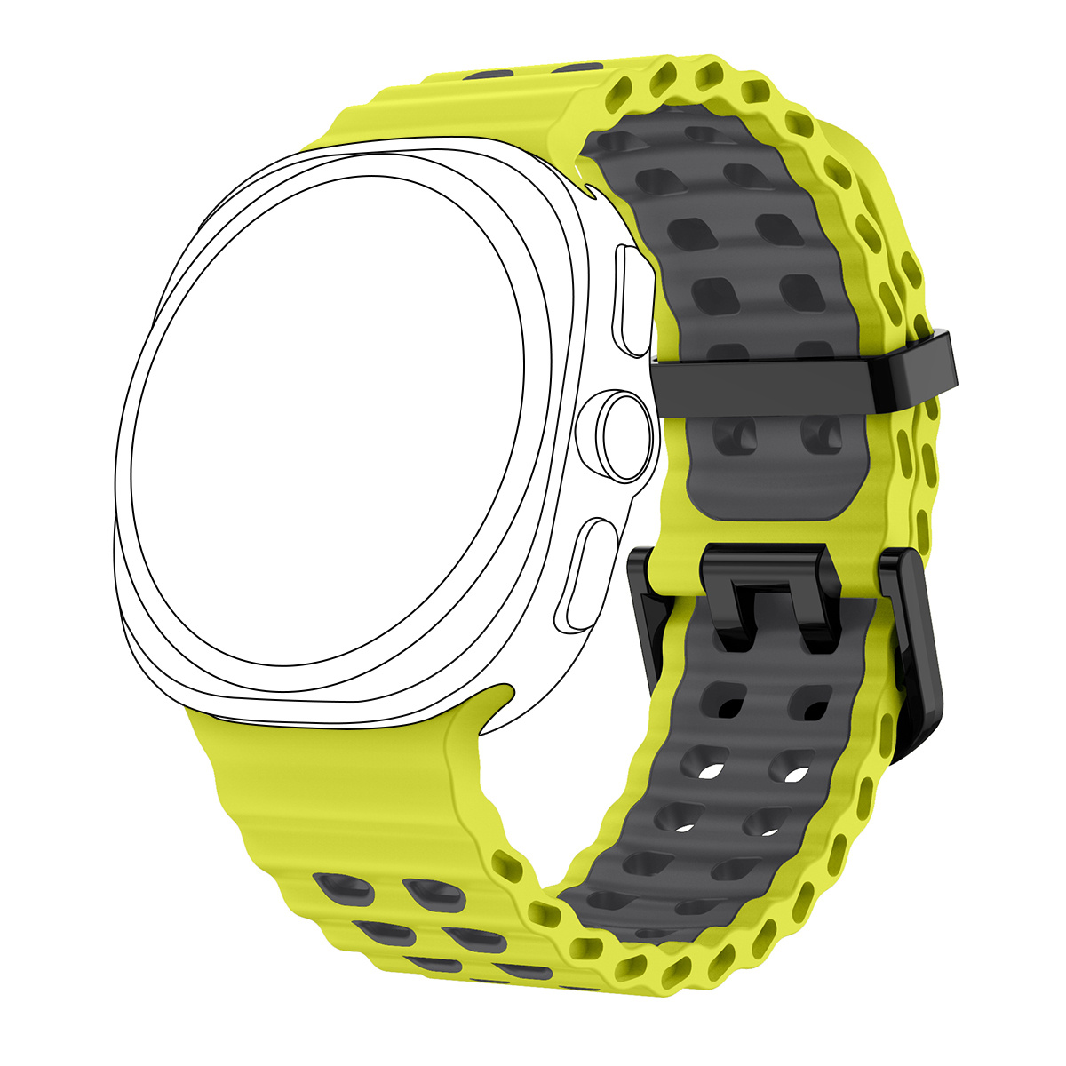 TEMU Suitable For Watch Ultra 47mm Watch Strap, Compatible With Square Hole Silicone Strap, Sports Breathable Fashion Silicone Watch Band, Unisex Men
