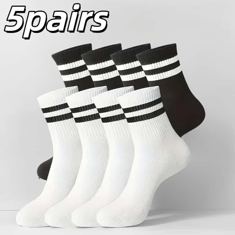 E-shop 10 Stück/5 Stück Gemischte Gestreifte Atmungsaktive Bequeme Streifen Socken für Herren und Damen, Atmungsaktiv und Bequem Lässig Vielseitig ,