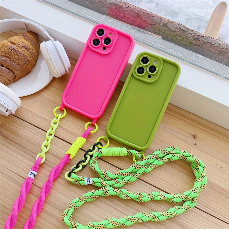 

Long Rope Mobile Phone Case, Crossbody Rope Mobile Phone Cover, Fine Hole Mobile Phone Protective Case, Suitable For Iphone11/12/13/14promax/15pro/16plus, Frosted Shell