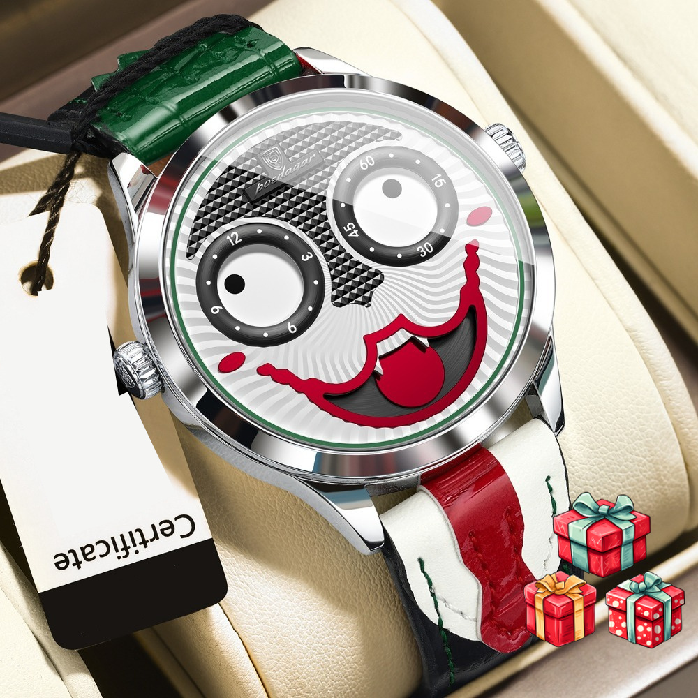 Image of Trendy Hip-hop Clown Men's Watch With A Comfortable Pu Strap, A Must-have Watch For Bar Djs, Holiday Parties, And Rock Bands. Gift For Christmas, Valentine's Day, Birthdays, And Back-to-.