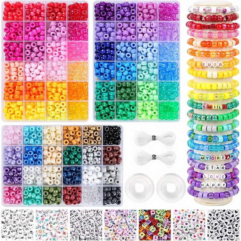 72 Colors, Pony Beads Bracelet Making Kit For Adults, Rainbow Pony Beads Friendship Bracelet Kit, Letter Beads For Jewelry Making With Elastic Strings For Bracelet Necklace Making