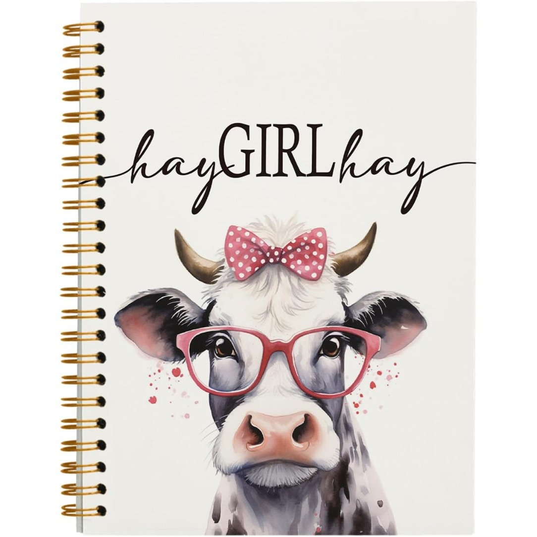 

1pc Notebookcow Gifts For Women , Cow Cute Notebook, Preppy Notebook, Cow Desk , Cow Office Supplies, College Ruled Hardcover Spiral Notebook 5.5*8.3in With 50 Pages