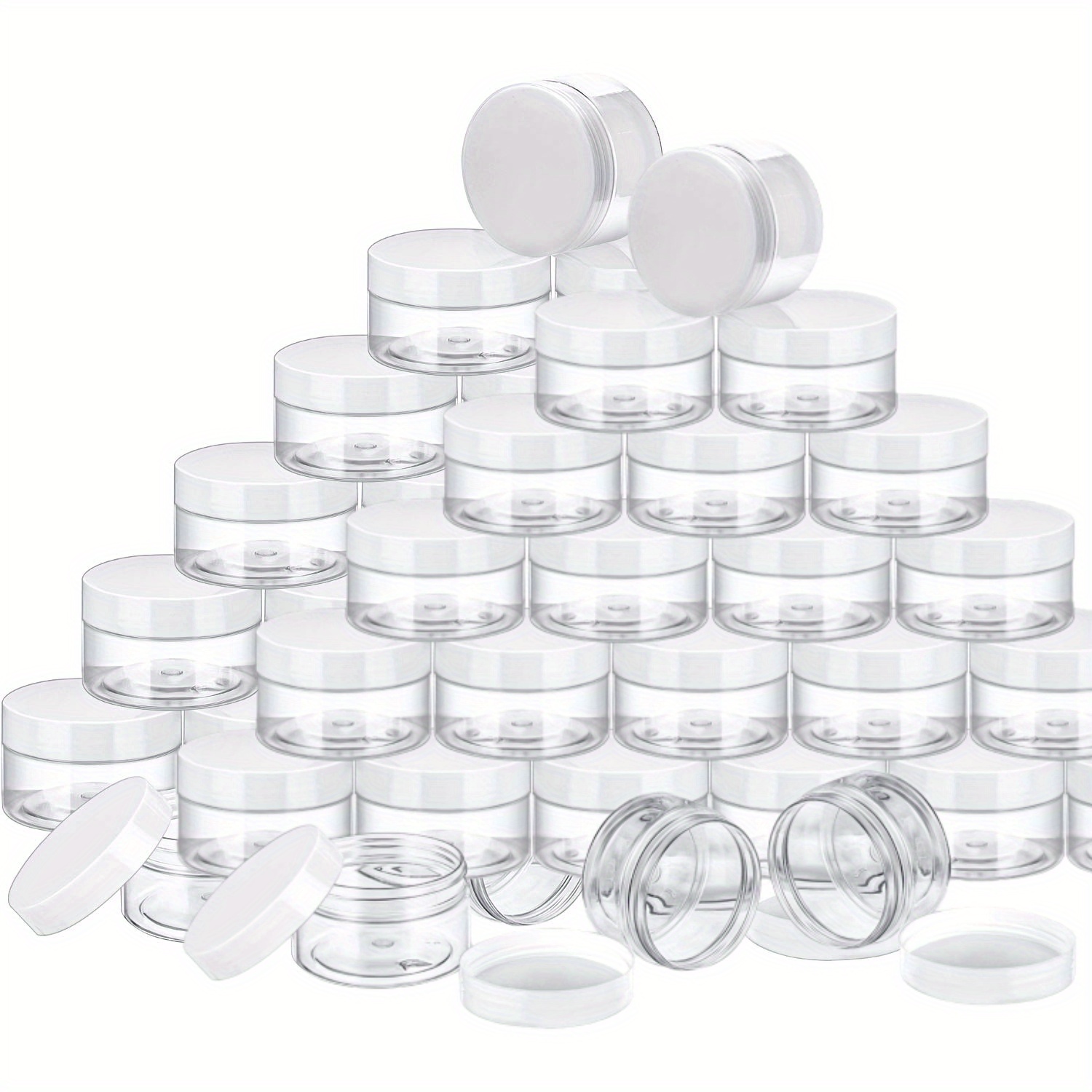 E-shop 12 Stück/24 Stück/48 Stück 20 Gramm leere klare Kunststoffbehälter mit Deckeln, kleine Make-up-Probenbehälter, runde Reise-Kosmetik-Pot-Jar für
