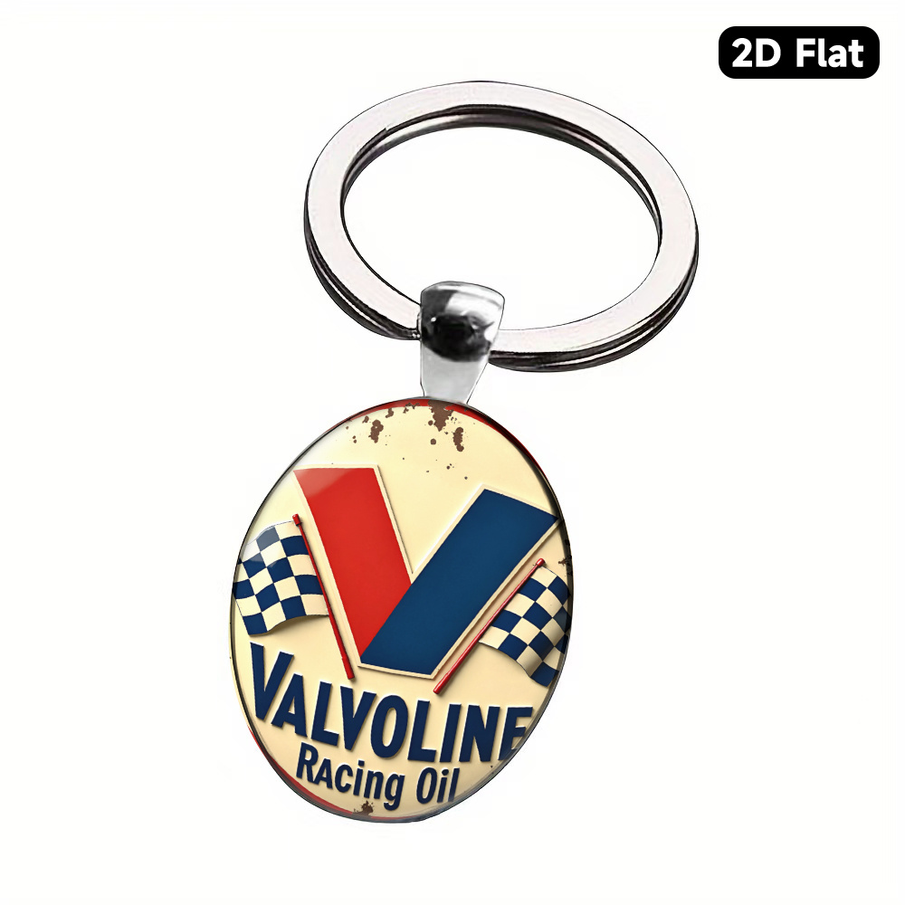 TEMU 2d Flat - 1pc 2d Flat Oval Glass Alloy Keychain | Fashion, Durable Accessory, Ideal For Wedding, Birthday, Graduation, Halloween Party Favor,