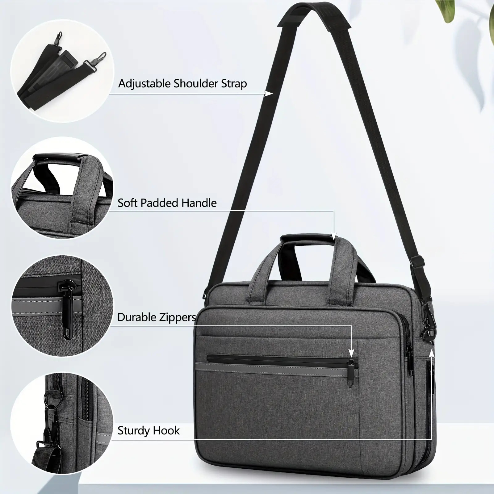 15.6インチ対応 男女兼用 軽量拡張可能  付き ノートpcケース - 調整可能ストラップ付き 15.6インチノートブック対応 旅行・大学・カジュ フェッショナル向け ラップトップキャリア 商品詳細 0