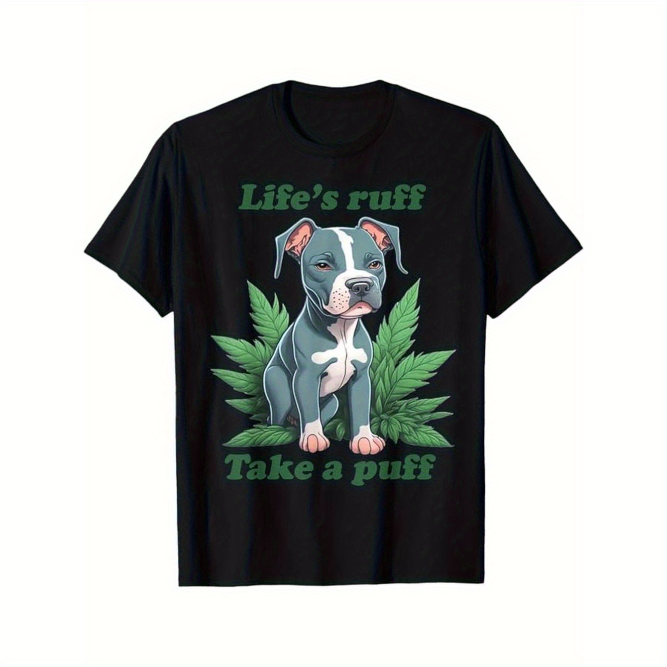 

Life's Take A Puff Pitbull T-shirt, Black, 100% Cotton, Gift For Men Dad Friends