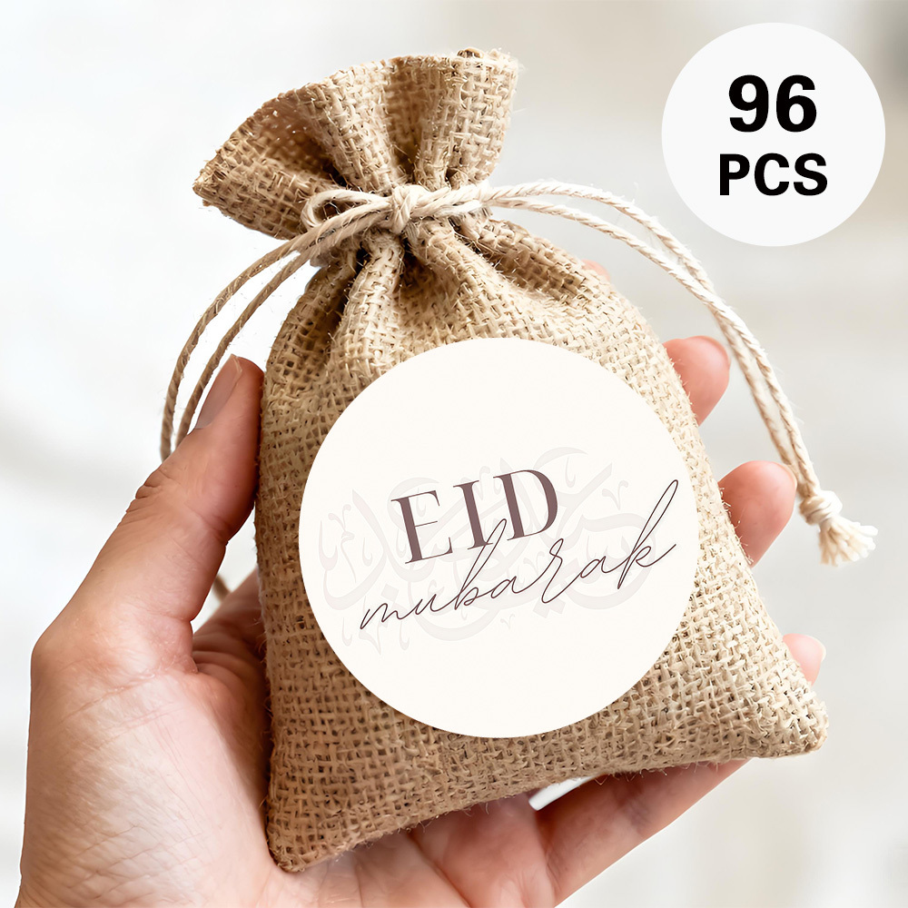 Image of Set Of 96 Round Stickers Featuring A Minimalist And Elegant Design With A Delicate Pattern And A Of Font Styles, Perfect For Decorating Festivals, Enhancing Greeting Cards, Wrapping Gifts, And More
