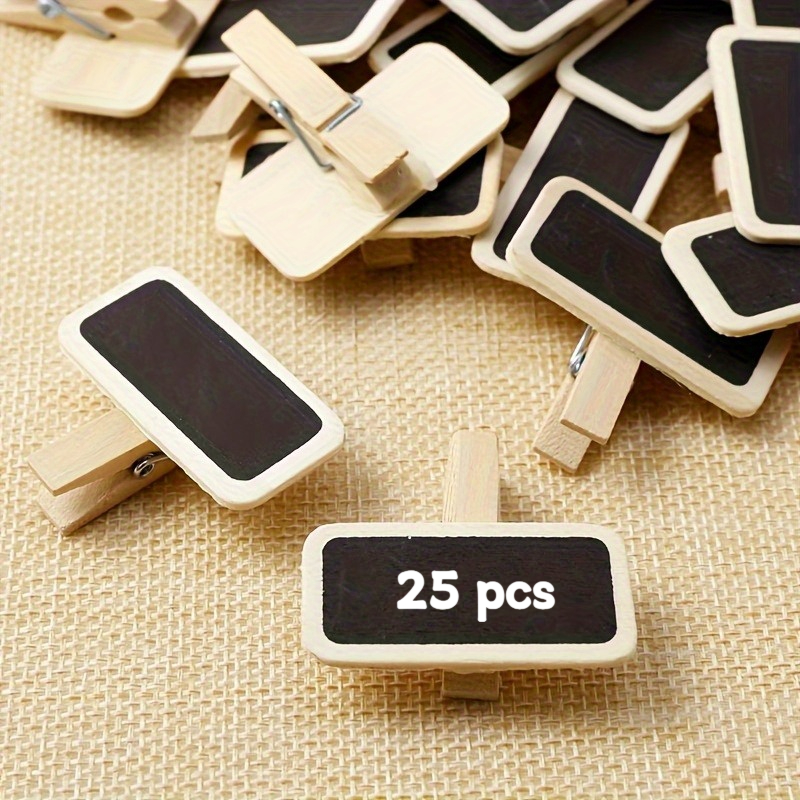 TEMU 25 Pezzi Mini Clip Vintage in Legno per Lavagna, Porta Memo Multifunzionali, Clip per Etichette di Prezzo da Fiorista, Ornamenti Decorativi da