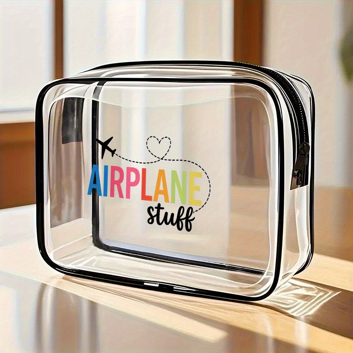 Image of Large Capacity High-quality Pvc Travel Storage Bag With Zipper Closure, Travel Main Pattern Printed Portable Bag For Travel Documents, , And Other Luggage Items Storage Bag