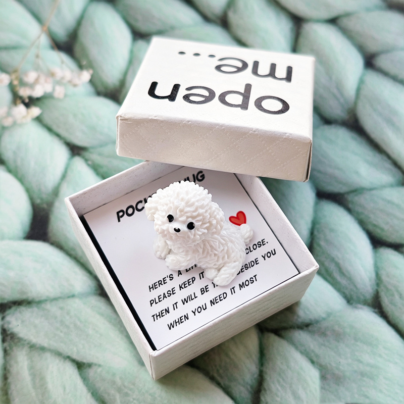 TEMU Fun Lying White Puppy Box Gift, Surprise Box, Gift Packaging Box - With Mini Greeting Card, Pet Puppy Decoration, Pet Dog Gift, Gift For Family,