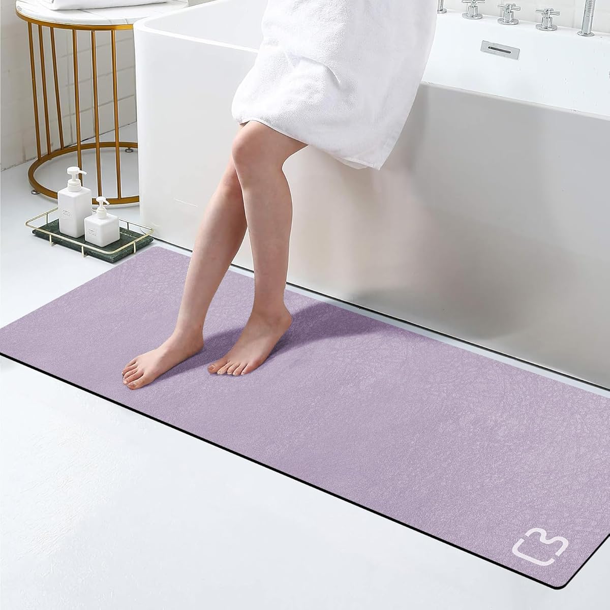 extra long bath mat lavender diatomaceous earth bathroom fast dry non slip shower mat with rubber backing super absorbent large floor mat for tub shower sink elegant bathroom decor   spa lovers Product details 1