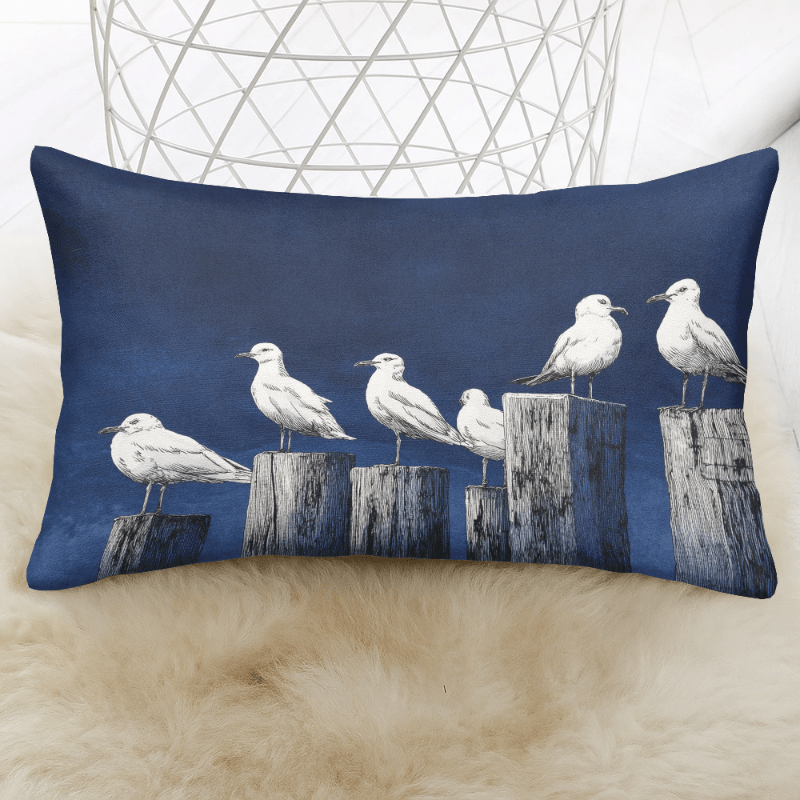 TEMU Of Patterns Featuring A Seagull Resting On A Pier, 12x20 Inches / 30x50cm, Soft Plush Pillowcase For Living Room Sofa, Bedroom, And Home Decor,