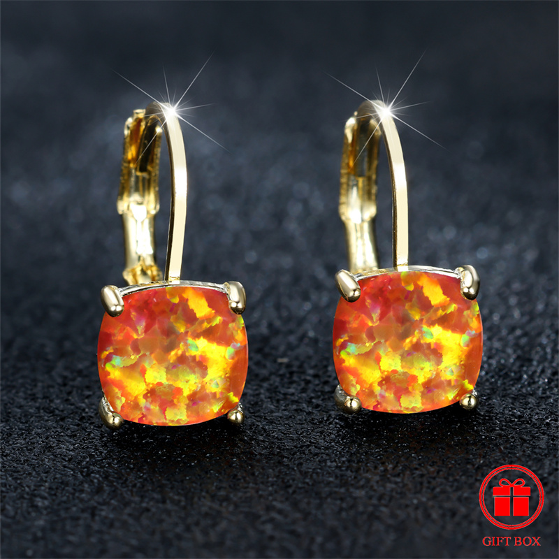 Women's Sparkling Rainbow Opal Huggie Hoops, Golden Plated