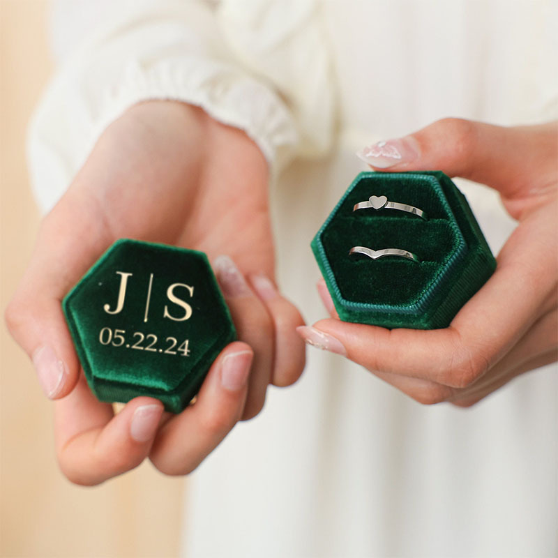 Customizable Velvet Ring Boxes, Hexagonal Jewelry Cases