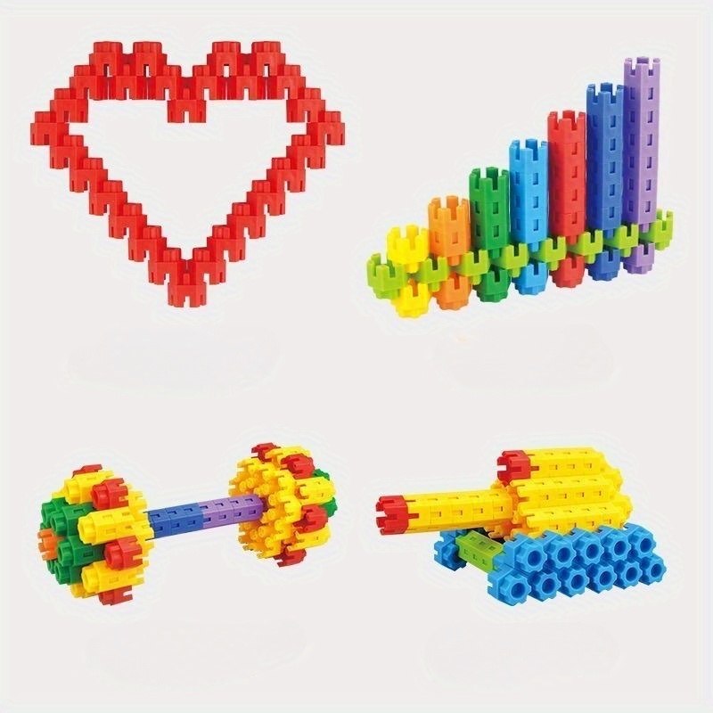 128pcs large size diy interlocking blocks multi color hexagonal blocks large creative chain blocks play childrens creative imagination back to school gifts handmade construction toys details 6