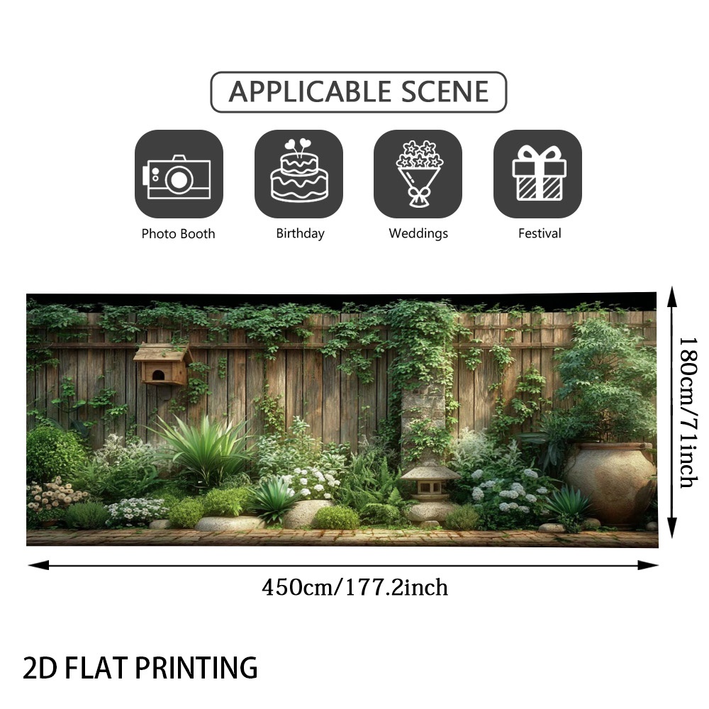 TEMU (Plat 2D) 1pc Bannière de Porte de Garage Clôture de Jardin avec Plantes de Lierre, Clôture Décorative, Facile à Installer, Fibre de Polyester,