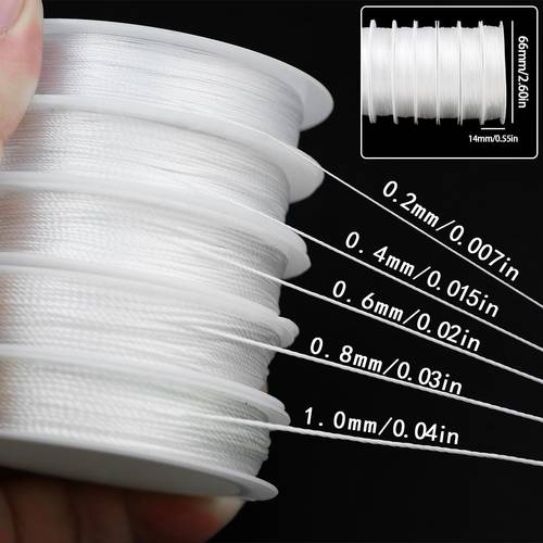 0 2 0 4 0 6 0 8 1 0mm multiple sizes 10 and wear resistant small roll beading cord white non stretch twisted cable cord suitable for bracelets necklaces beading materials hand weaving material accessories