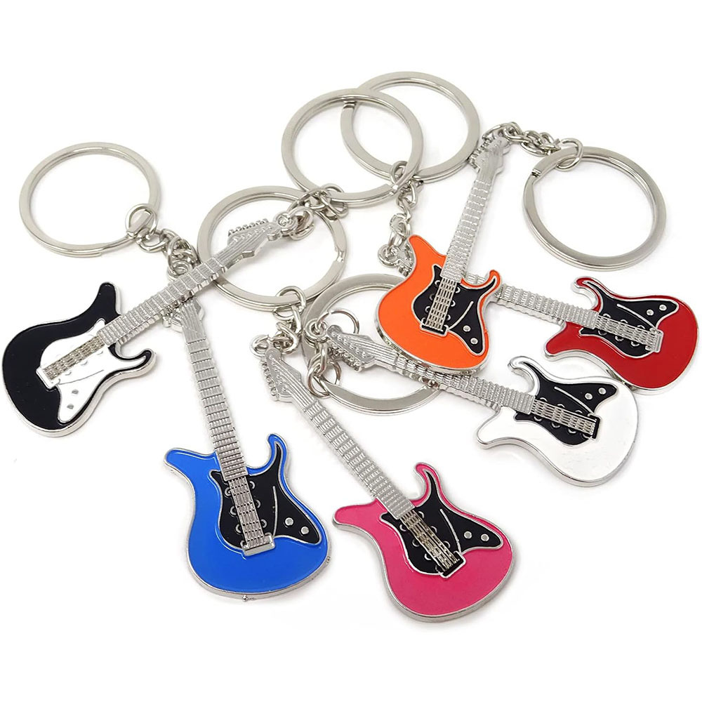 item picture 6pcs mixed alloy guitar keychain cute   and electric guitar keyring instrument key holder for music lovers cool and   style