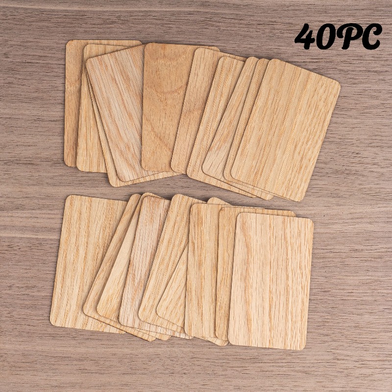 TEMU 10/20/40 kosov praznih vizitk iz belega hrastovega lesa, 9 x 5,4 cm, debeline 1,2 mm, prave lesene kartice za lasersko graviranje, DIY obrti,