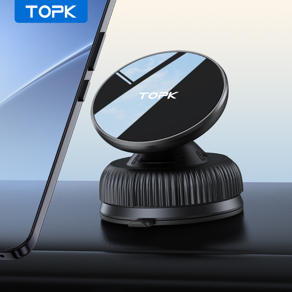 TEMU Topk Magnetic Car Phone Holder Compatible For Iphone 12/13/14/15/16/17, Dashboard Mount With Strong Suction Cup Base & 360° Rotatable Arm,