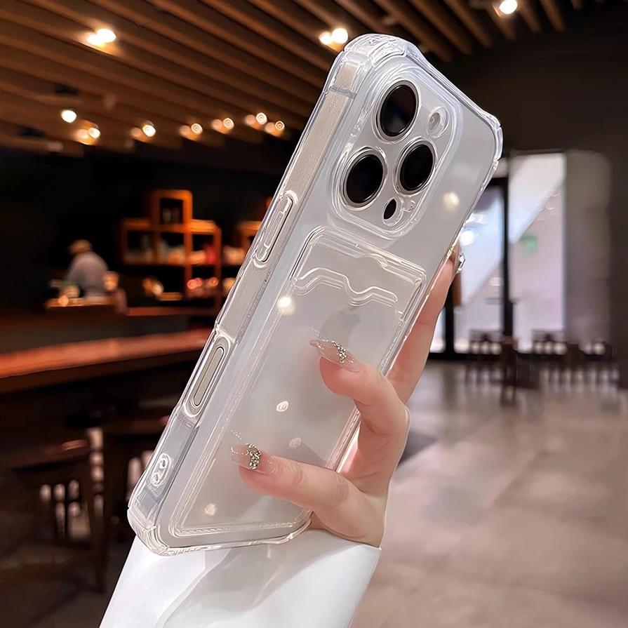 Phone Case: Wallet Card Holder Case For Iphone 16 11 13 12 14 15 17 Pro Slots Shockproof Bumper Cover
