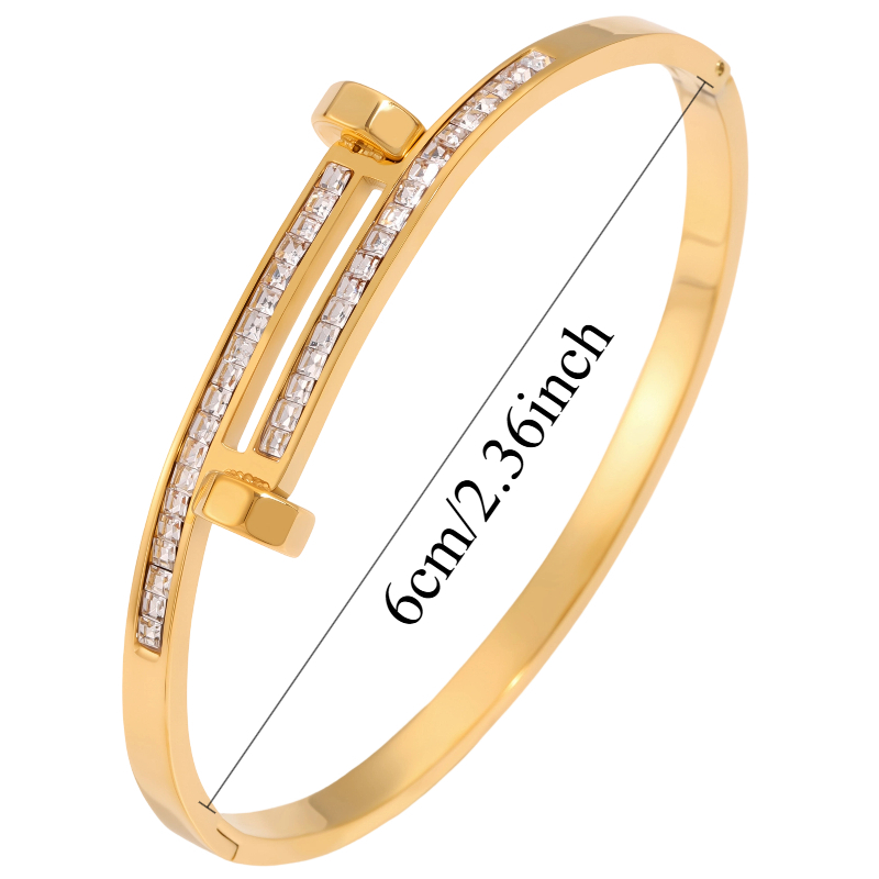 3pcs 18K Gold Plated Snake-Shaped Cubic Zirconia Inlay Cuff Bangles