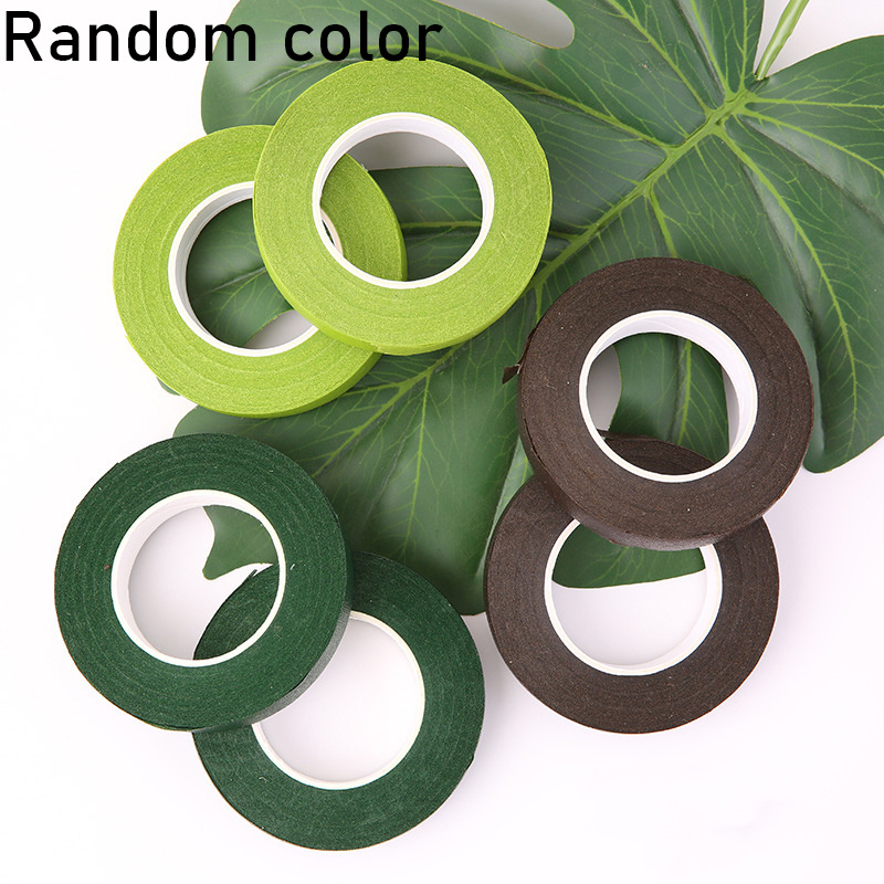 E-shop 9 Rollen Blumenband in grüner Farbe mit Blumenmuster, selbstklebendes Papier-Stielband für künstliche Pollenverpackung, DIY-Sträuße