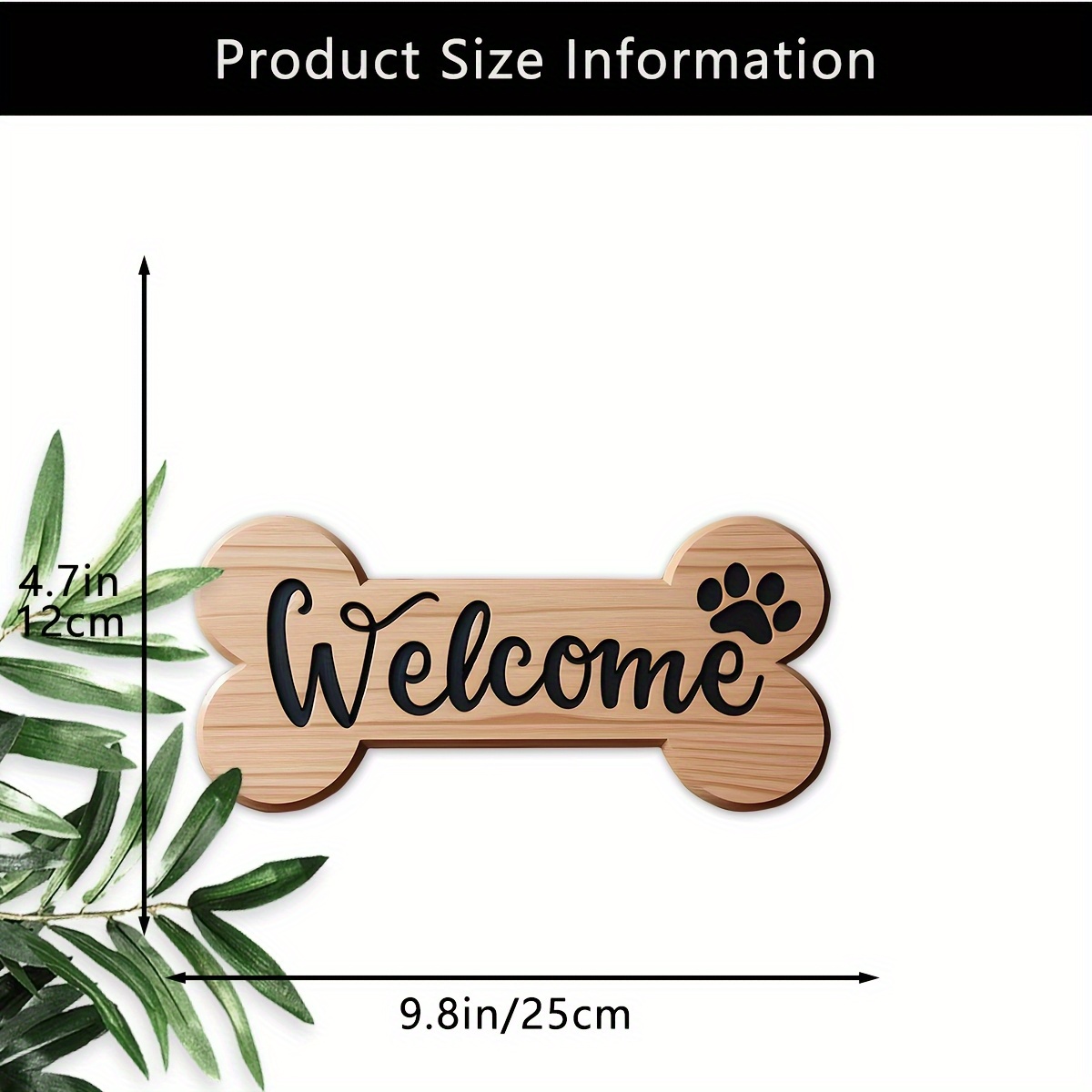 TEMU Rustic Welcome Wood Sign With Paw Print - 9.8"x4.7" Farmhouse Wall Art For Home, Porch, Garden | Natural Wood Decor | Easter & Spring Seasonal