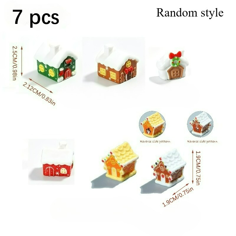 TEMU Ensemble de 7 pièces de styles aléatoires, ornements miniatures de modèles de maisons de Noël, décoration de Noël, ornements de décoration de ,