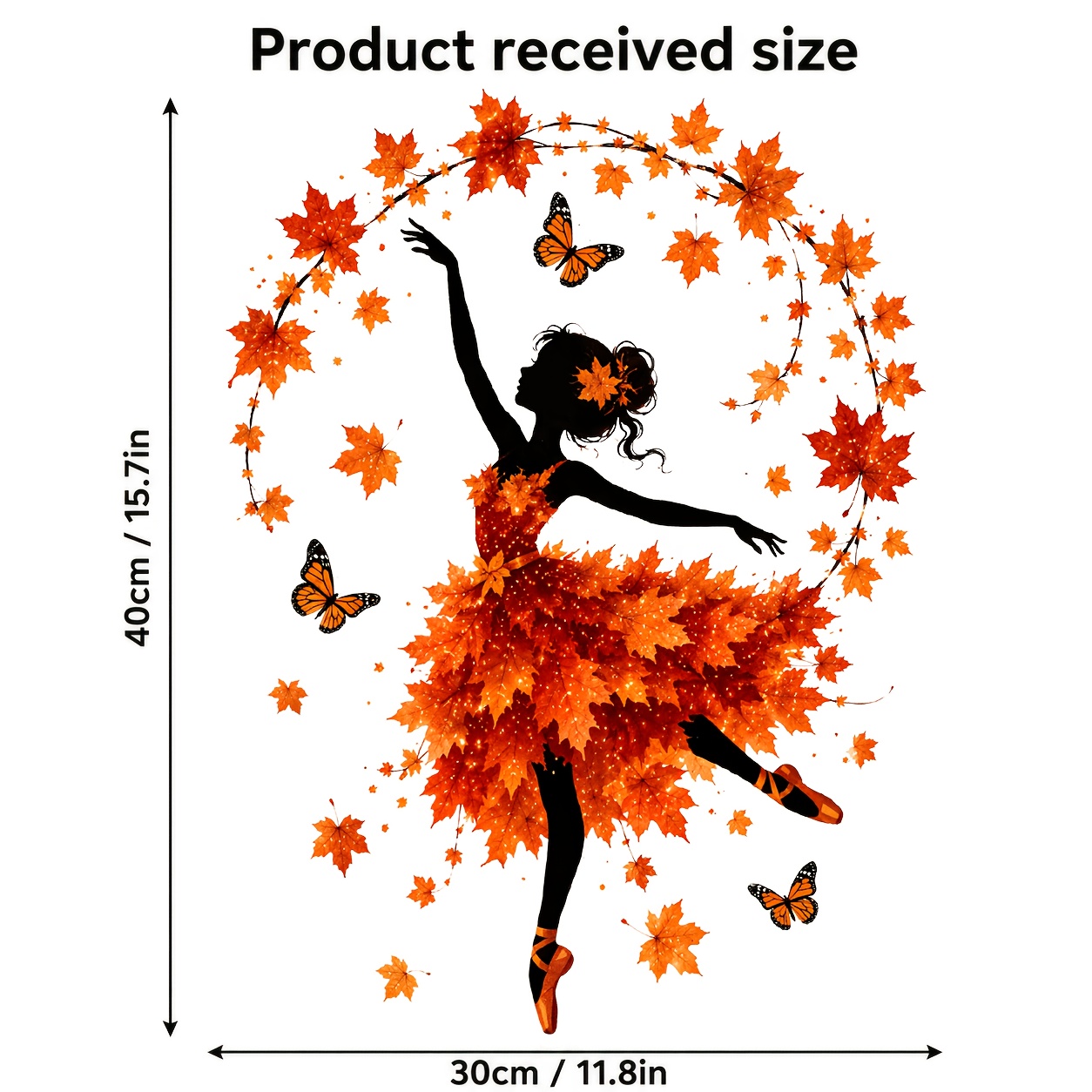 1pc Autumn Leaf Dancer Silhouette Window Cling, Adhesive-free Pvc Static Sticker, Creative Aesthetic Maple Leaf Glass Decal, Fall Atmosphere Artistic Window Decoration