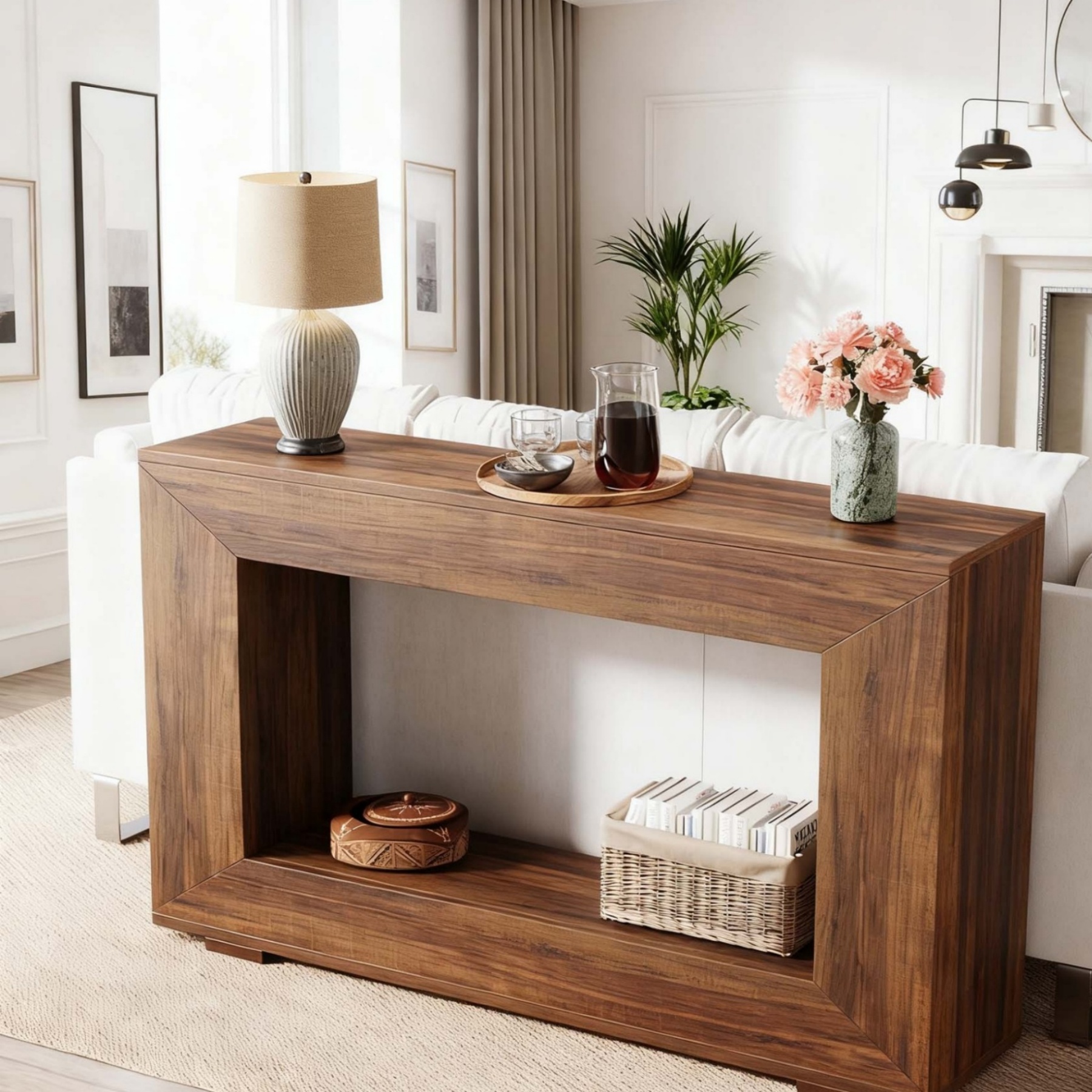 47-inch Console Table For Entryway With Storage, Rustic Farmhouse Style, Industrial Accent Table For Hallway, Living Room, Entrance, Christmas Decorations, Versatile For Home And Office Decor