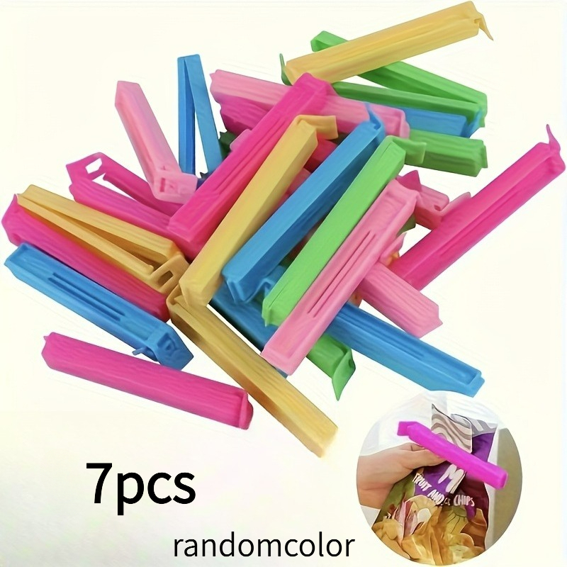 TEMU 7pcs Set Of Durable, Compact, And Effective Multi-colored Clips For Maintaining Food Hygiene. Colors Are Assorted, , And Suitable For Everyday