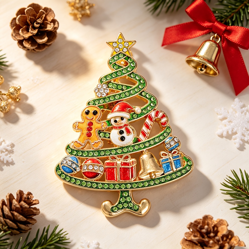 TEMU Baroque Luxury Christmas Tree Snowman Gingerbread Man Brooch For Men Women Jewelry Clothing Additions Party Gift