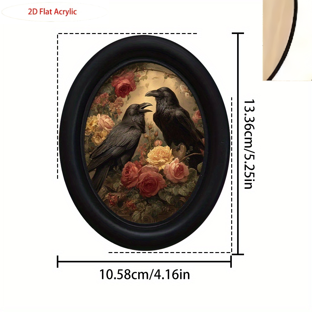 TEMU 2d Flat Retro Wall Art, Featuring 2 And Roses, Made Of Wood. This Oval Animal Landscape Photo Transfer Decoration Is Suitable For Christmas And