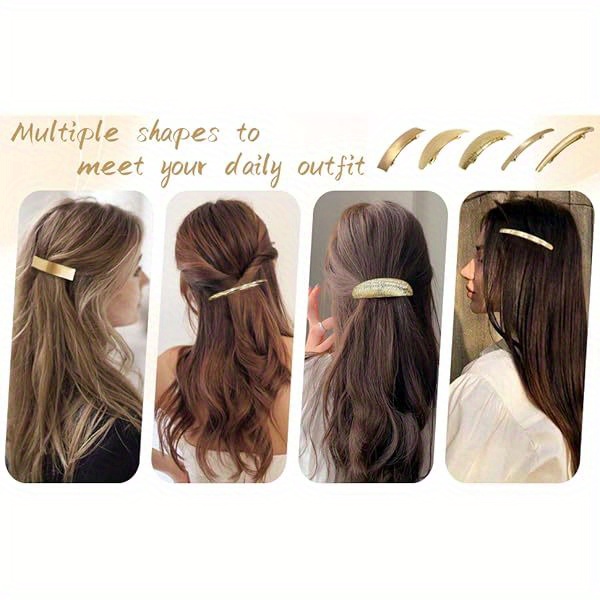 ded pack of 5 women hair clips metal hair pins   large hair barrettes french clip barrettes for women lady( golden), hair styling, hair accessories,  , vintage hair clips,   metal, durable hairpins, decorative clips,  , bridal hair clips Product details 3