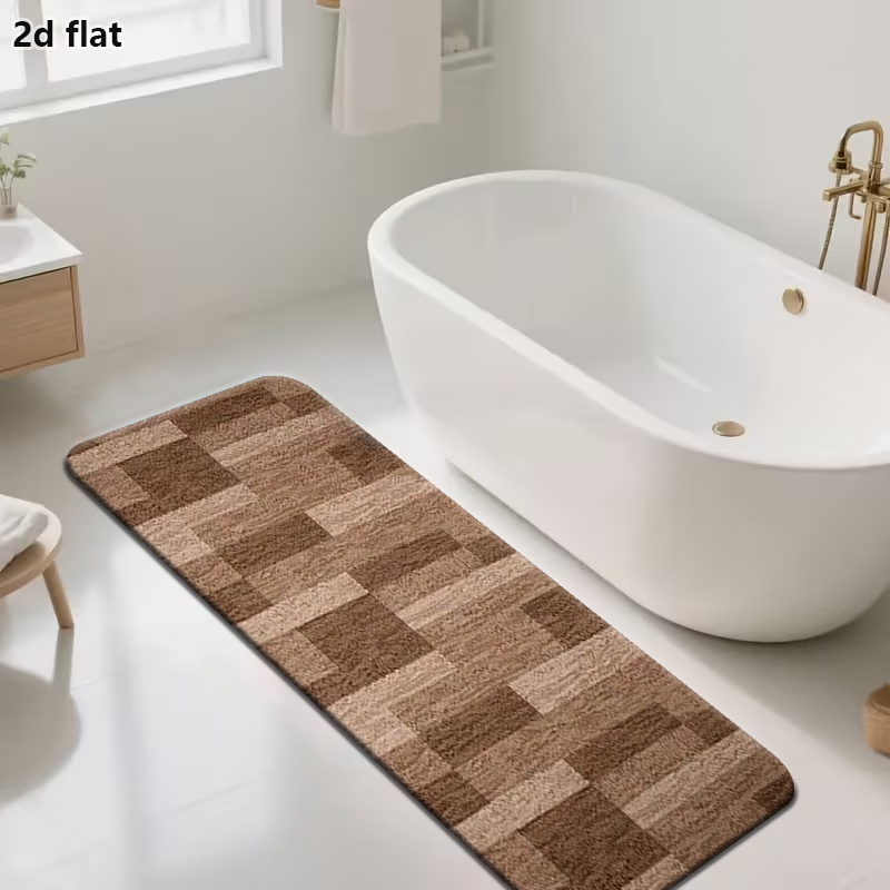 TEMU A Washable Vintage Geometric Patterned Mat, A Brown Home Decor Hallway Rug, A Long Kitchen Carpet, A Bedroom Foot Mat, A Living Room Rug, A Long