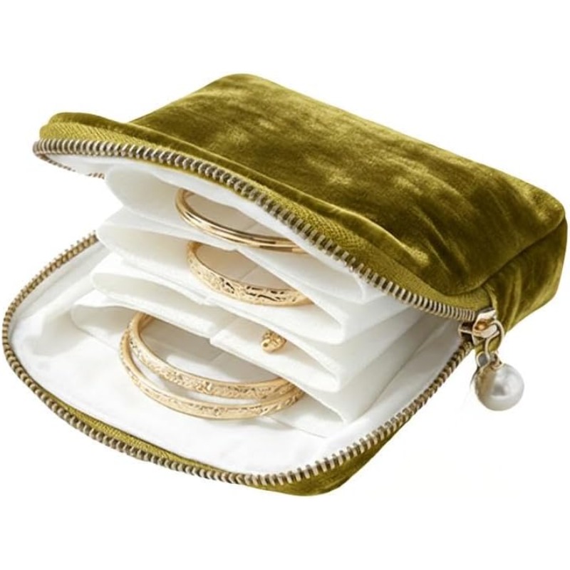 Velvet Travel Jewelry Storage Pouch, Portable Zippered Pocket, Dustproof Storage Bag for Rings, Earrings And Bracelets, Jewelry Roll, Jewelry Rolls